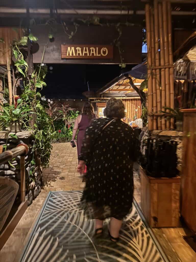 Mahalo as you leave Mama's Fish House on Maui