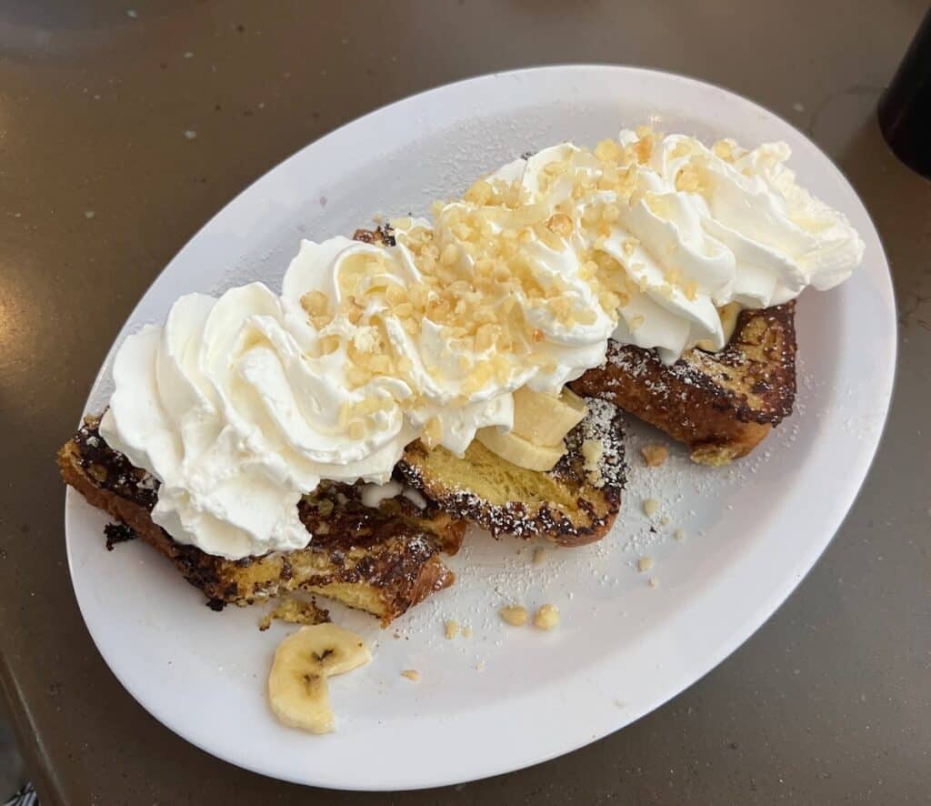 Banana Macademia Nut French Toast for Waikiki Beach Breakfast