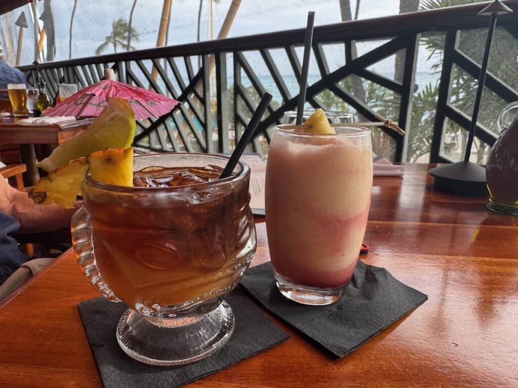 Mai Tai and Lava flow at the Hulu Grill Waikiki Beach