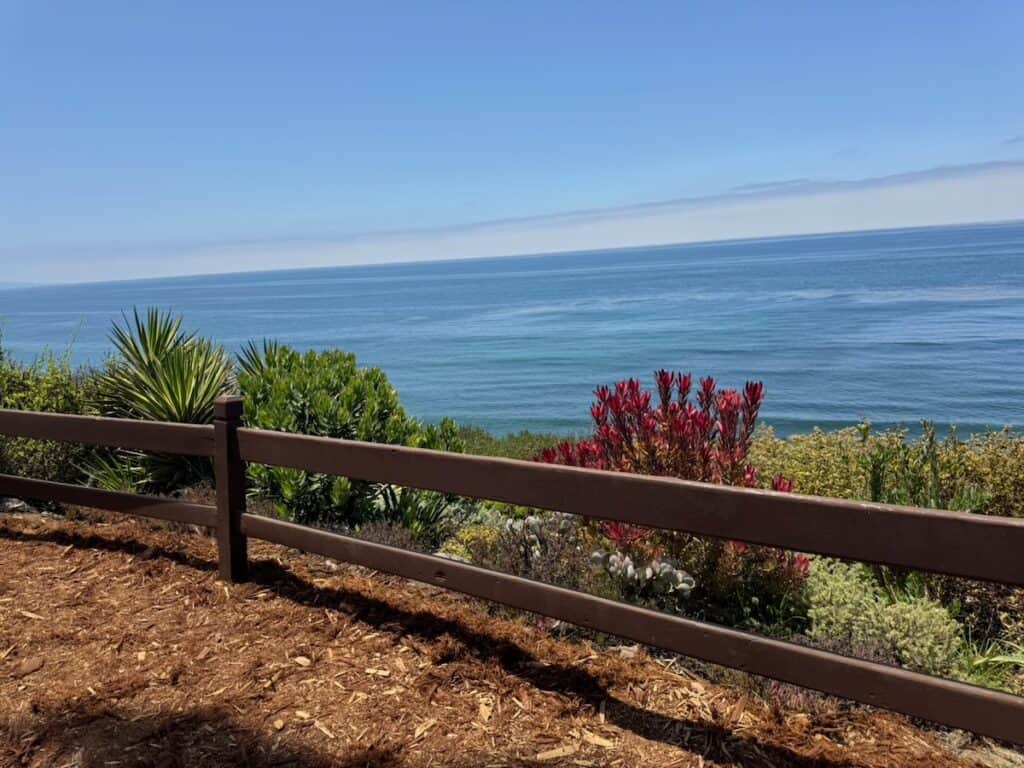 Pacific ocean overlook from the Meditation Gardens near San Diego
