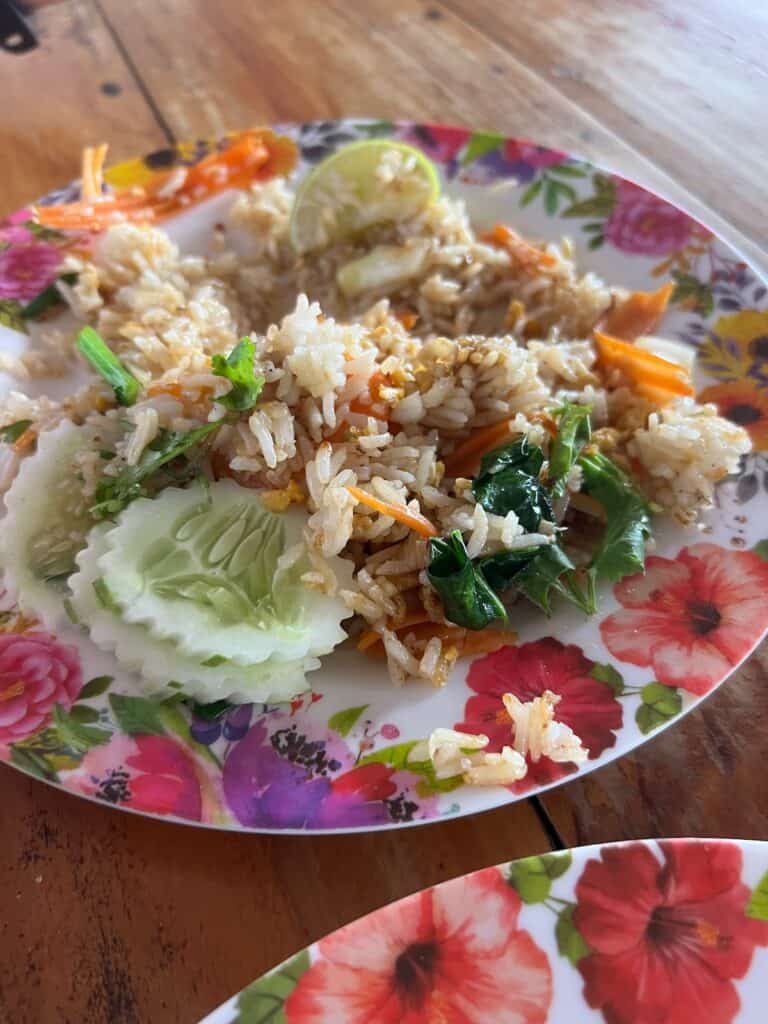 Shrimp fried rice at the floating market