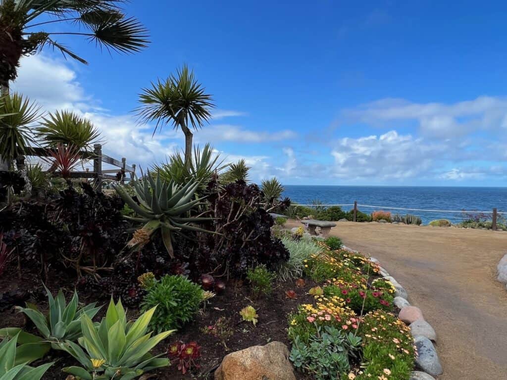 View of pathway and ocean at the Relaxation and Meditation Garden