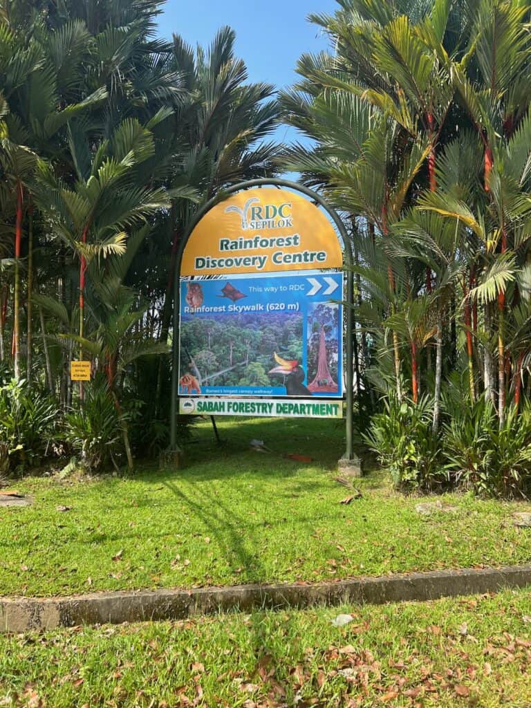Sign for the Rainforest Discovery Center in Borneo
