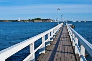 view of Suomenlinna from the promenade of Helsinki