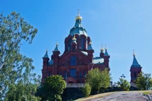 view of the Uspenski cathedral in Helsinki