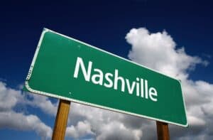 Nashville TN Roady Sign with clouds and sky in the background