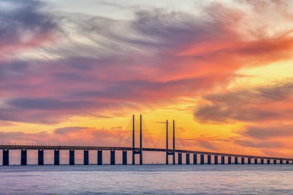 Oresund Bridge connecting Denmark and Sweden