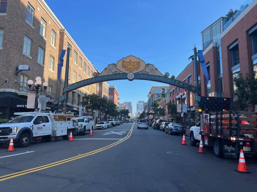 Gas Lamp Sign makring the beginning of the Gaslamp quarter in downtown San Diego