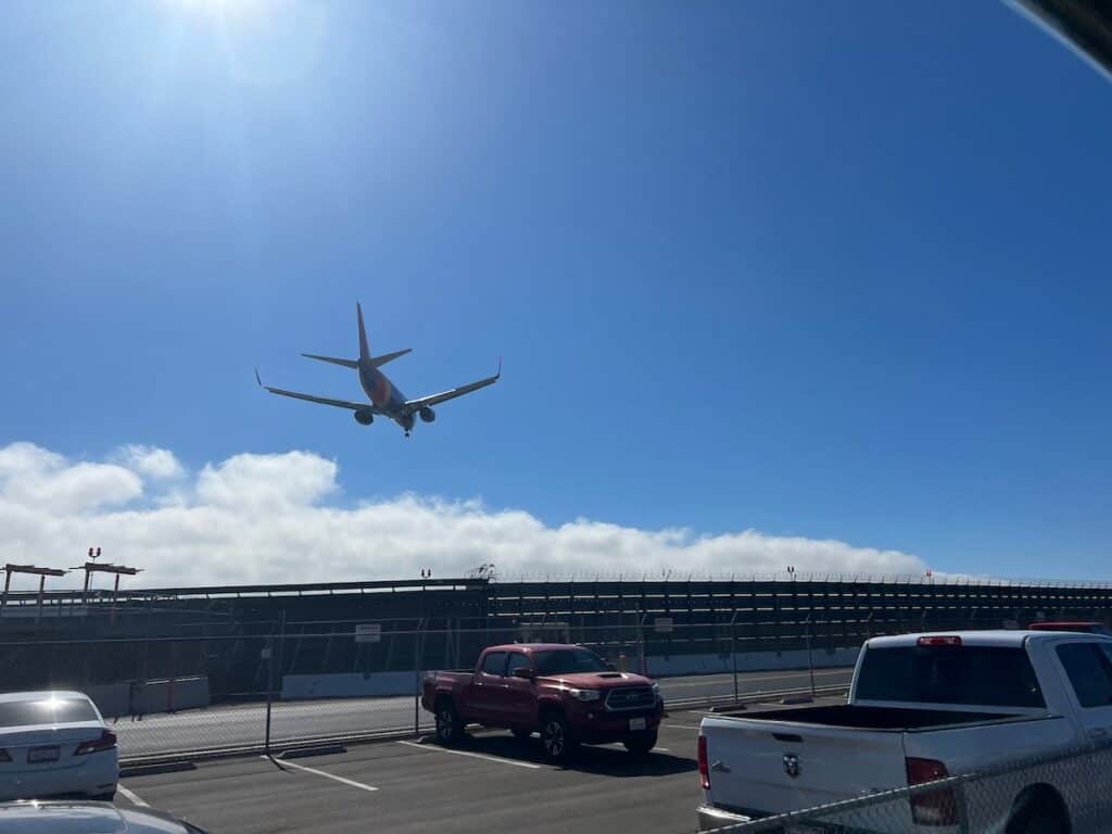 Plane landing at San Diego International Airport (SAN)