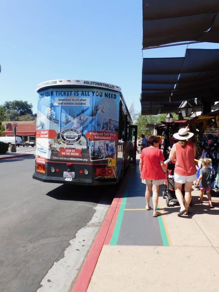 Old Town Trolley at the Old Town Stop in San Diego, CA