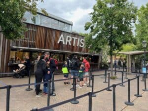 Ticket window at the entrance to the ARTIS Royal Zoo in Amsterdam