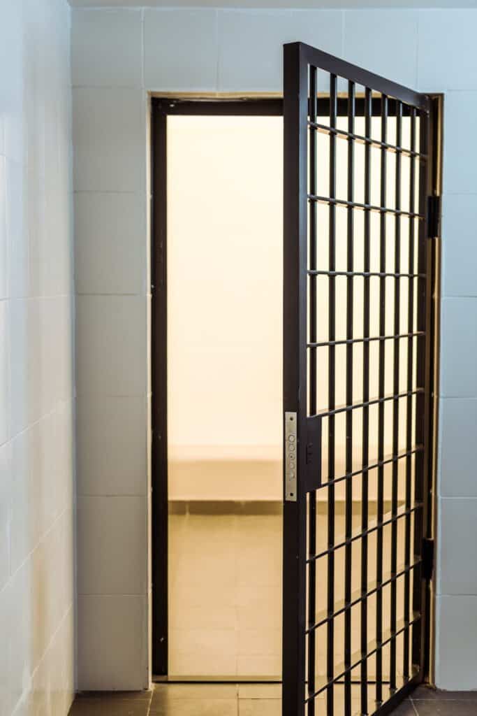 Door to detention room or jail possibly on a cruise ship