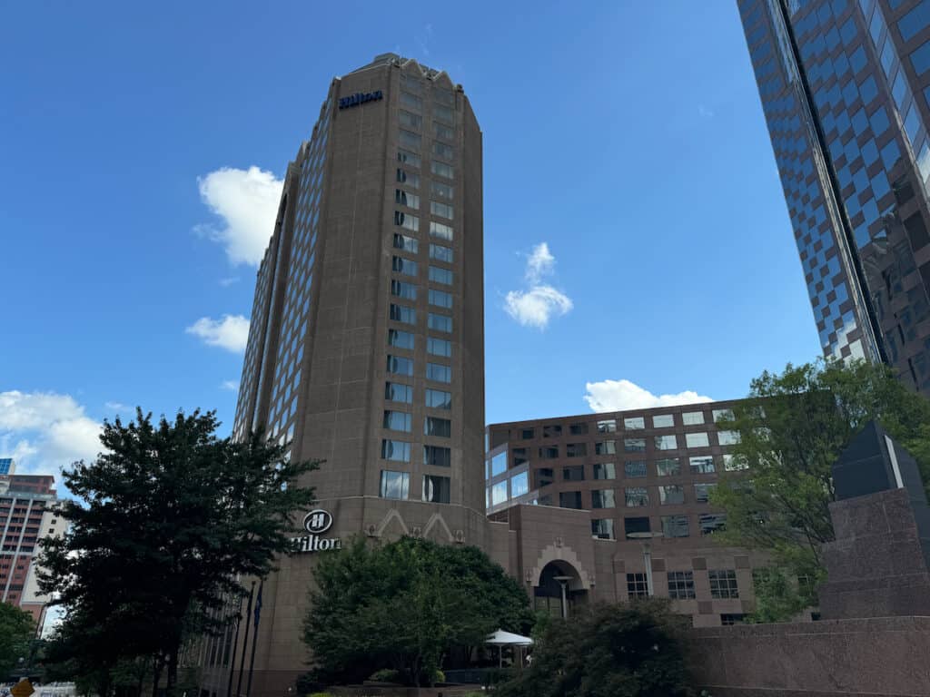 Hilton Charlotte Uptown with blue sky
