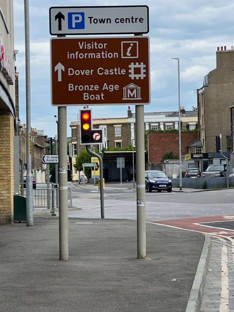 Signage in Dover pointing the way to the many sights