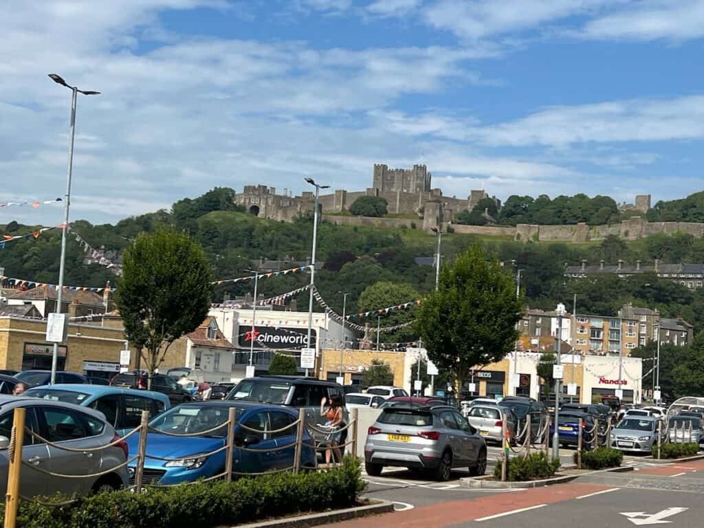 Dover Castle as seen looking over the town of Dover