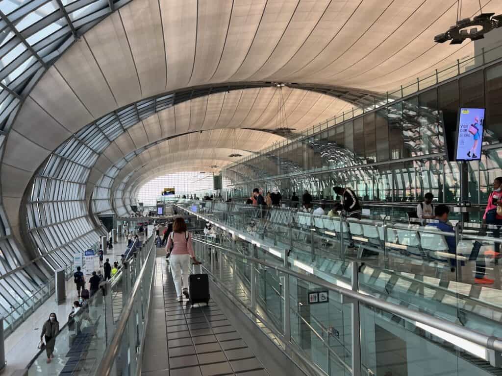 Heading to the gates at the Suvarnabhumi Airport (BKK) in Bangkok, Thailand