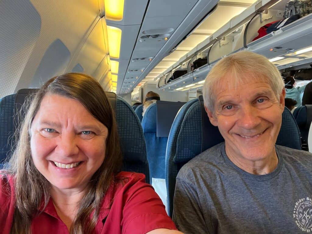 My husband and I taking off at the Suvanrnabhumi Airport (BKK) in Bangkok