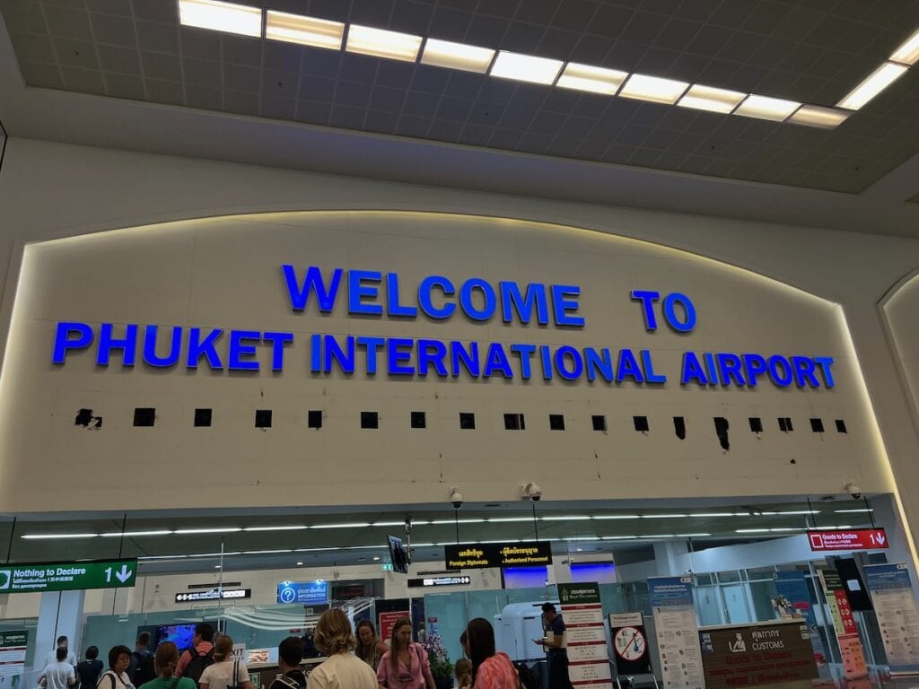 Welcome sign at Phuket International Airport in Thailand