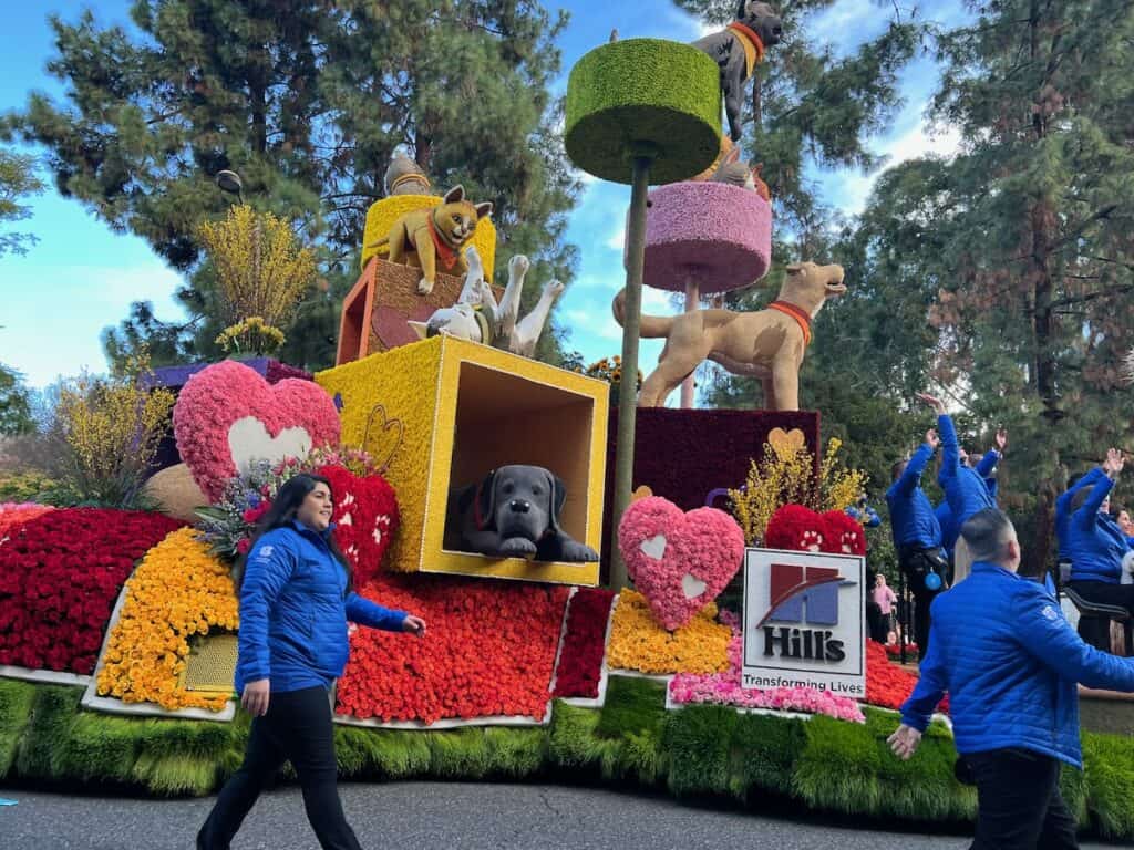 Float of pets from the rose parade