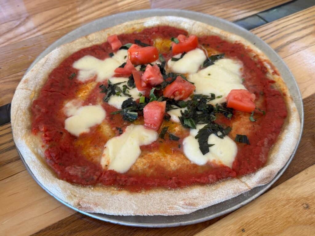 Pizza from MonkeyPod Kitchen in Whalers Village at happy hour on Maui