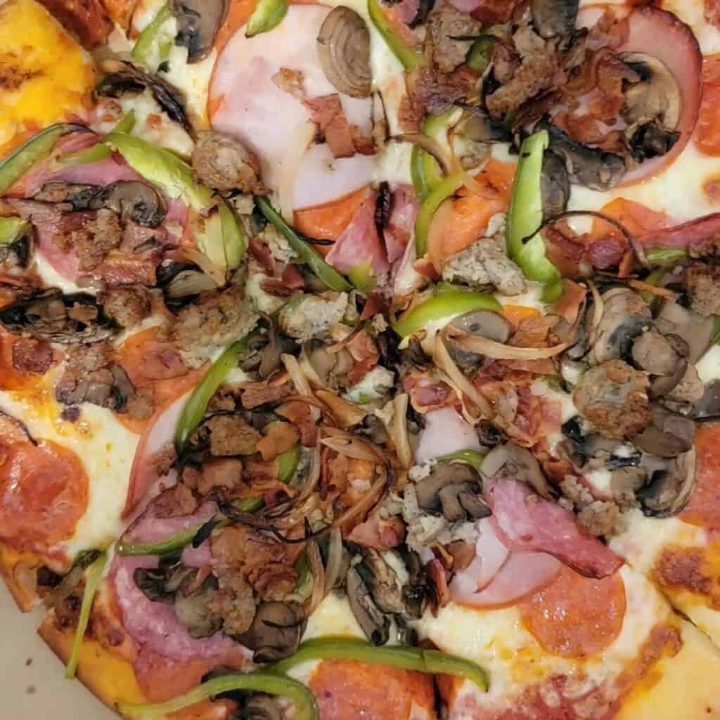 Papis Ohana loaded Pizza from Kaanapali Maui. Our favorite pizza place.