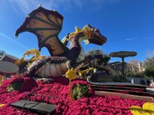 The City of Alhambra rose parade entry with a large dragon