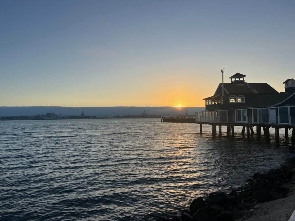 Sunset over North Island at the San Diego Bay