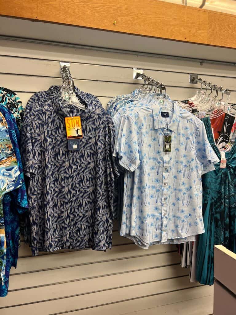 Hawaiian shirts for sale in a shop on Maui