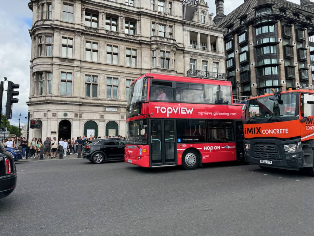 TopView Double decker bus in London