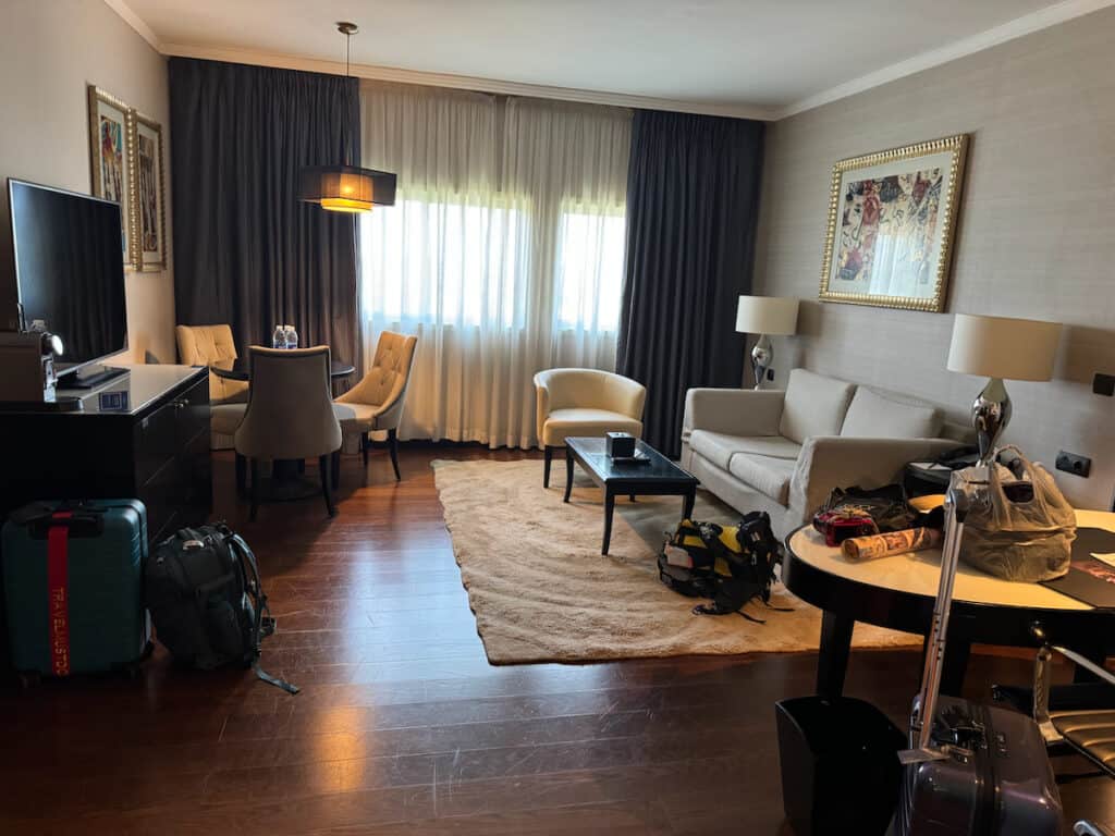 Living room of our suite at the hilton cairo