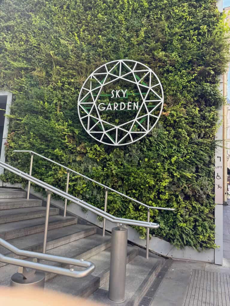 Sky Garden Sign at the entrance to the building