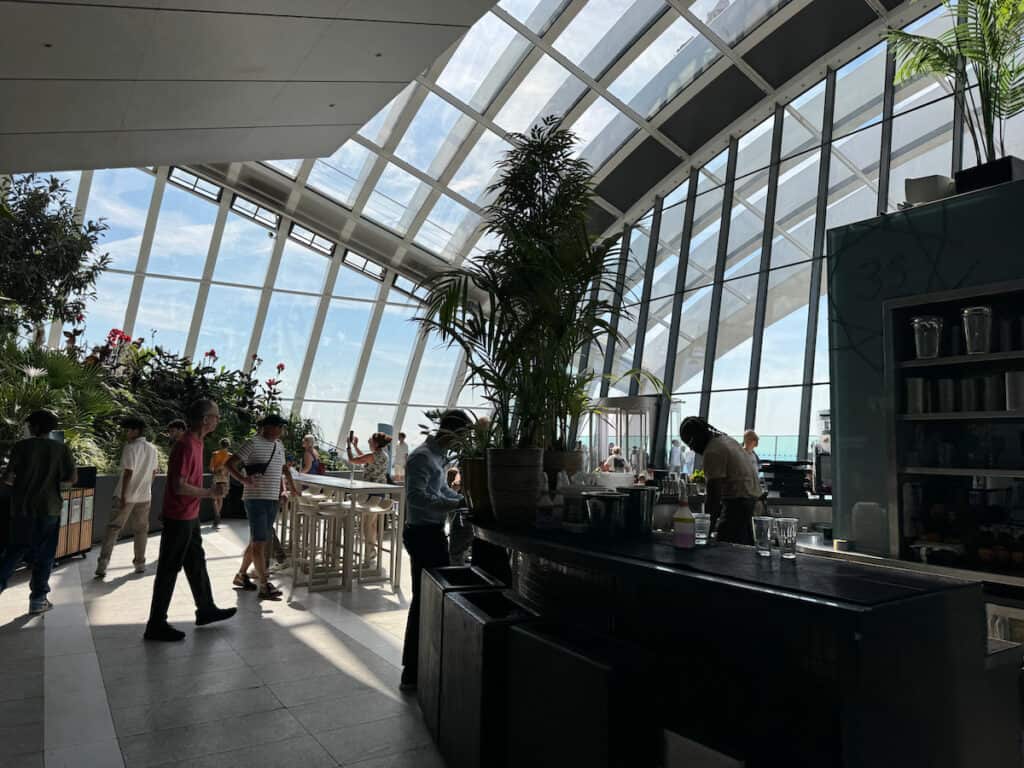 Bar and Coffee area inside the sky garden building
