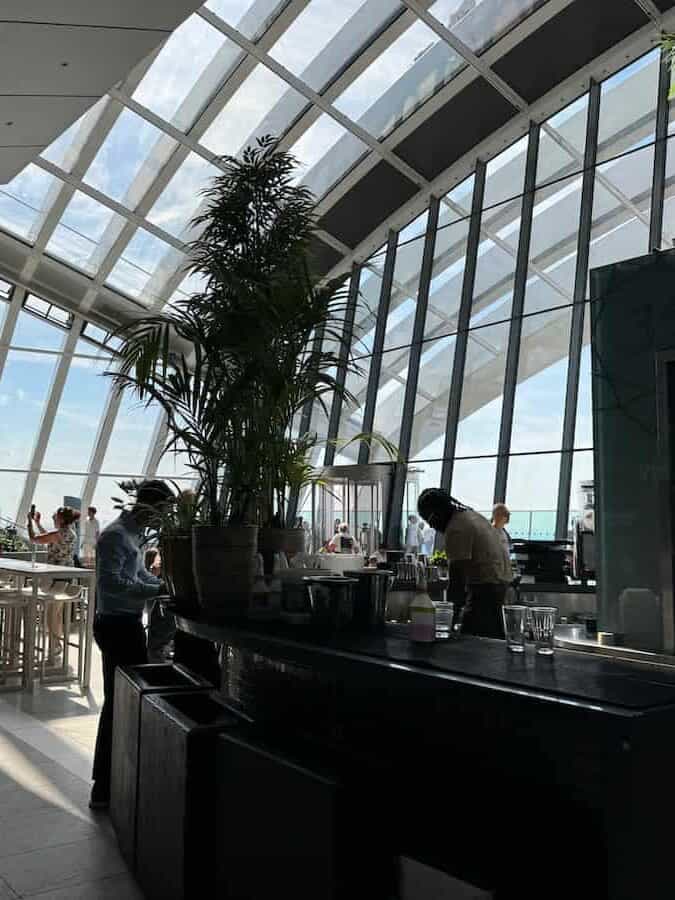 Bar and Coffee area inside the sky garden building