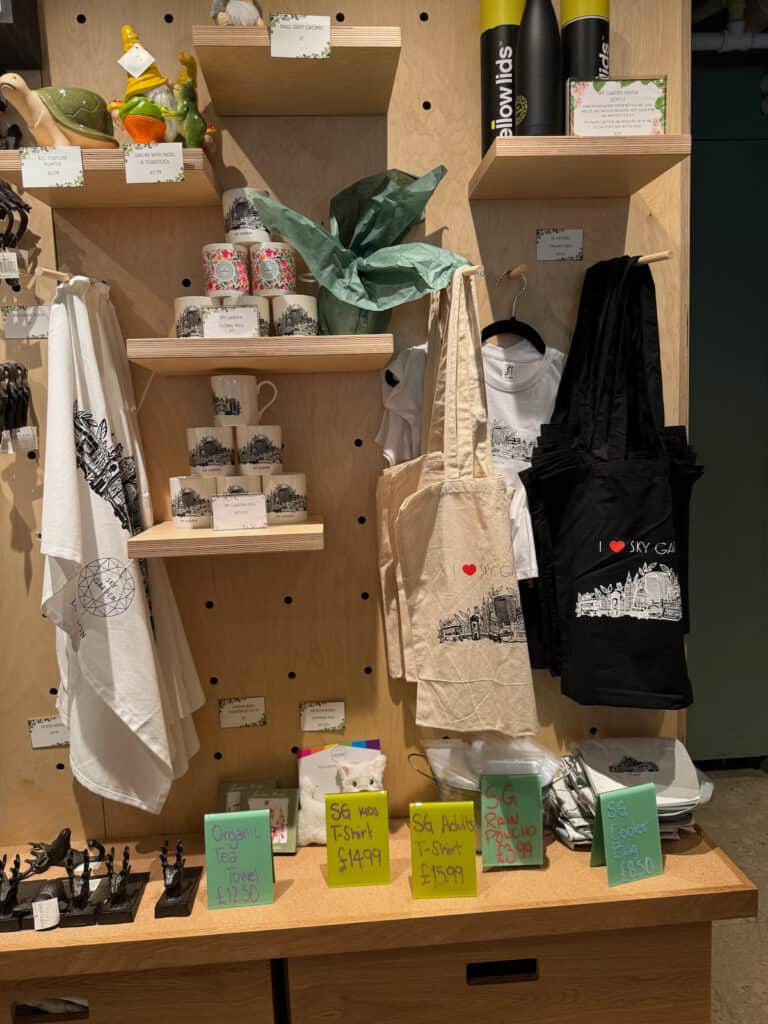 Items at the sky garden gift shop