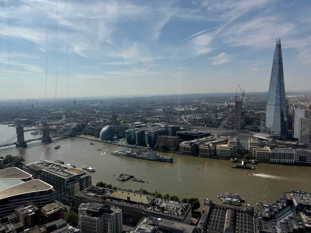 View from the outside terrace of the London Sky Garden