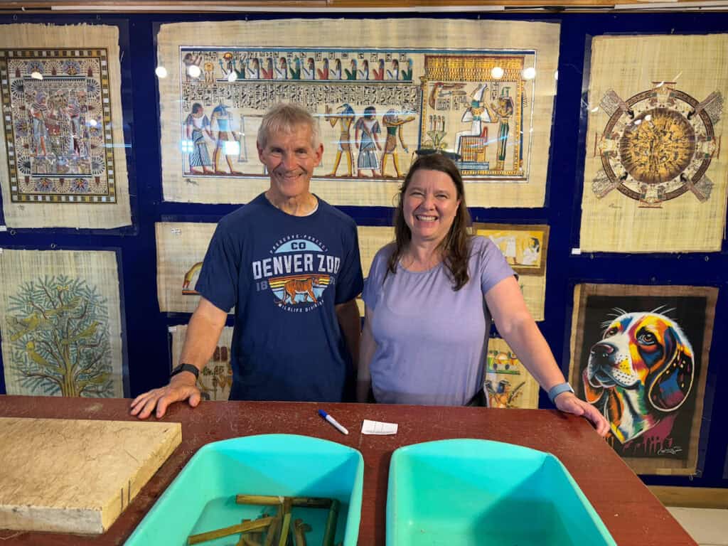 My husband and I at the paper or Pypyrus institute
