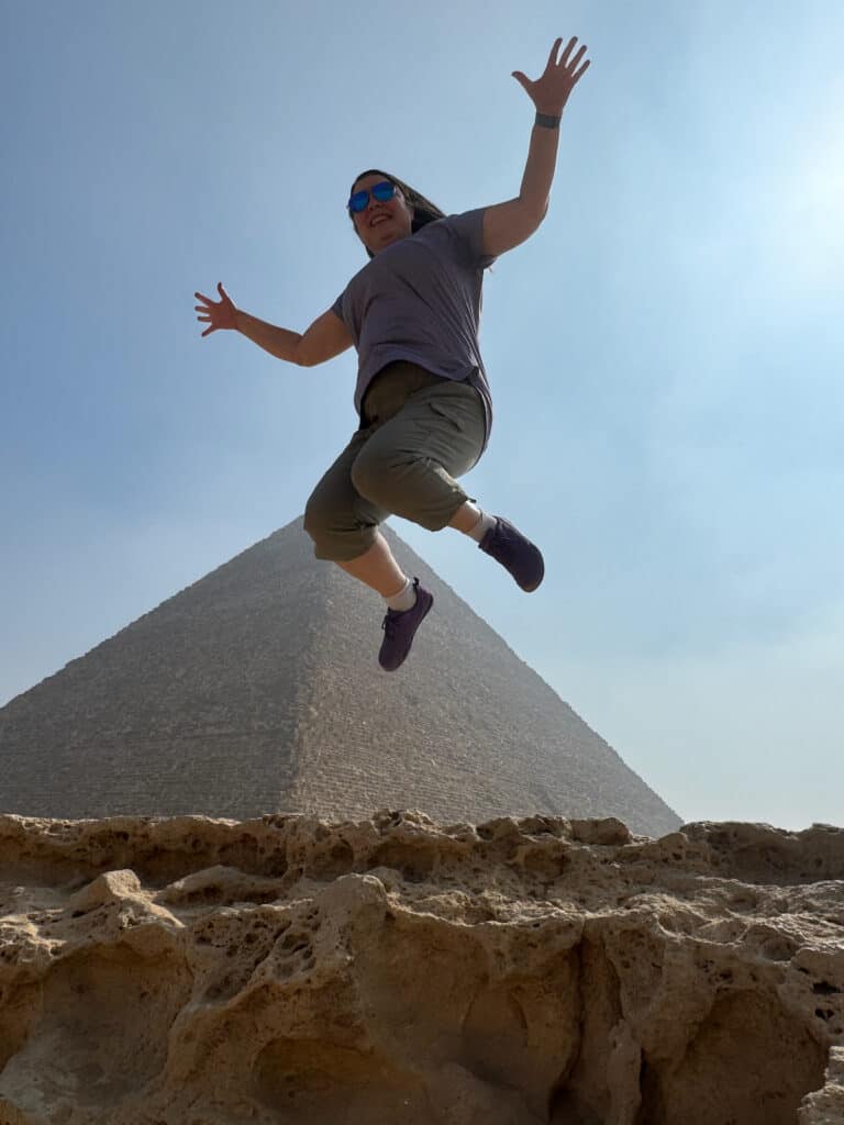 Me jumping in front of one of the Giza Pyramids in Cairo