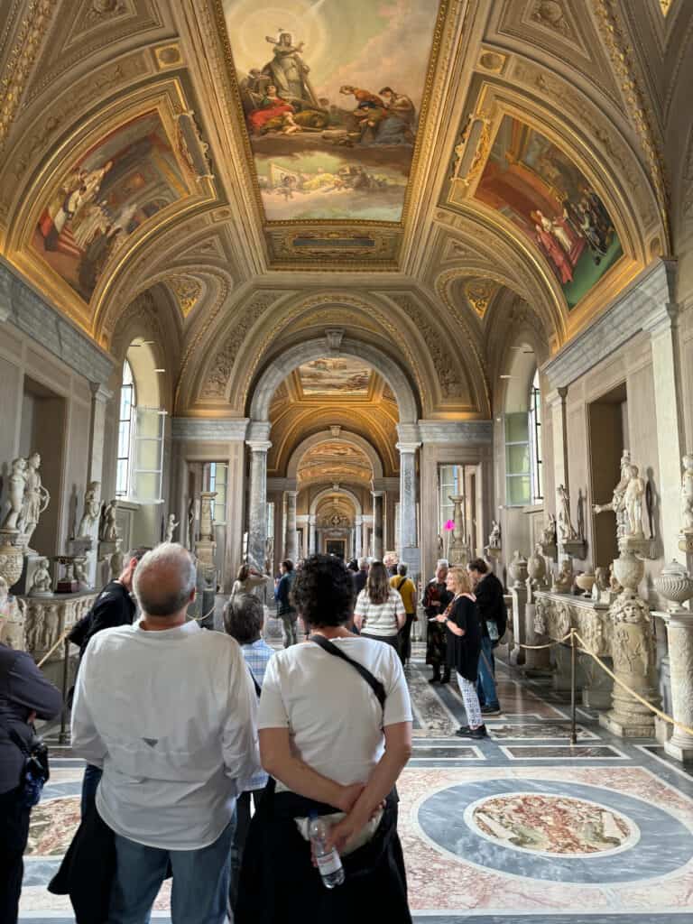 Vatican museum hallway with statues