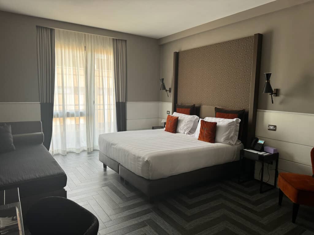 Our room with kingsize bed at the Tribune in Rome