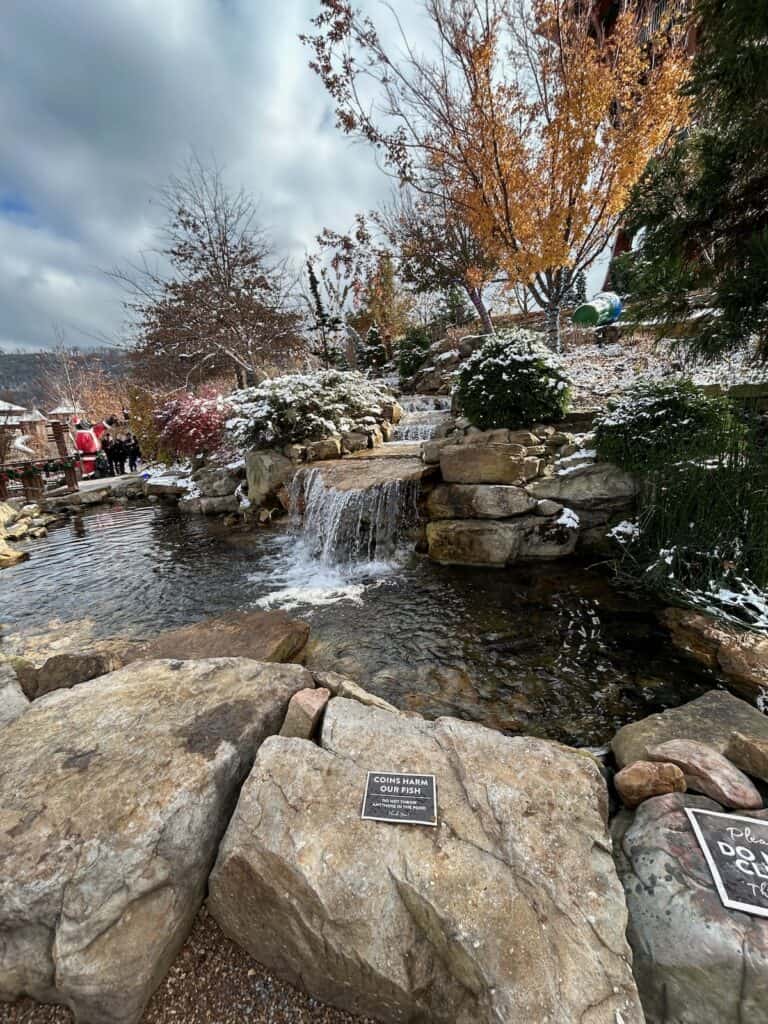 Scene of waterfalls and water pond in anakeesta