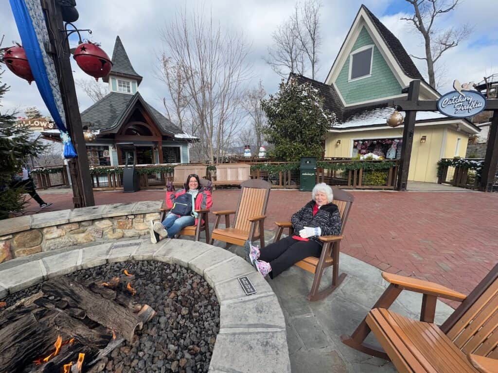 Two ladies enjoying the firepit at Anakeesta