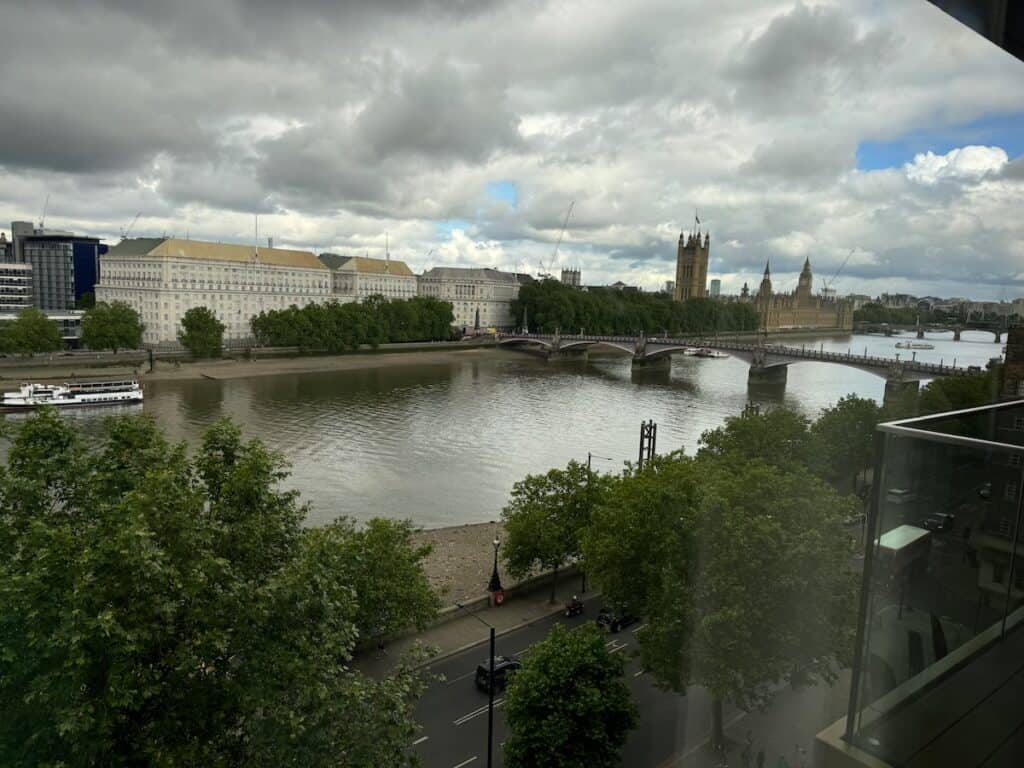 View of Big Ben and Westminster Abby from our room at Hyatt Regency London Albert Embankment Hotel