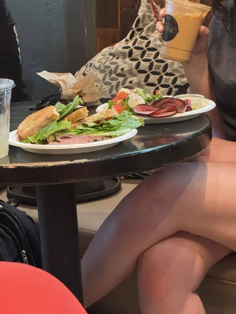 Sandwich and salad at Cuartro Sombras coffee house in Old San Juan