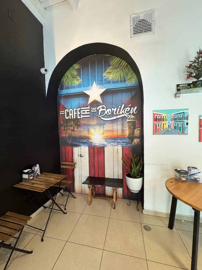 Sign inside El Cafe Tal De Boriken in Old San Juan