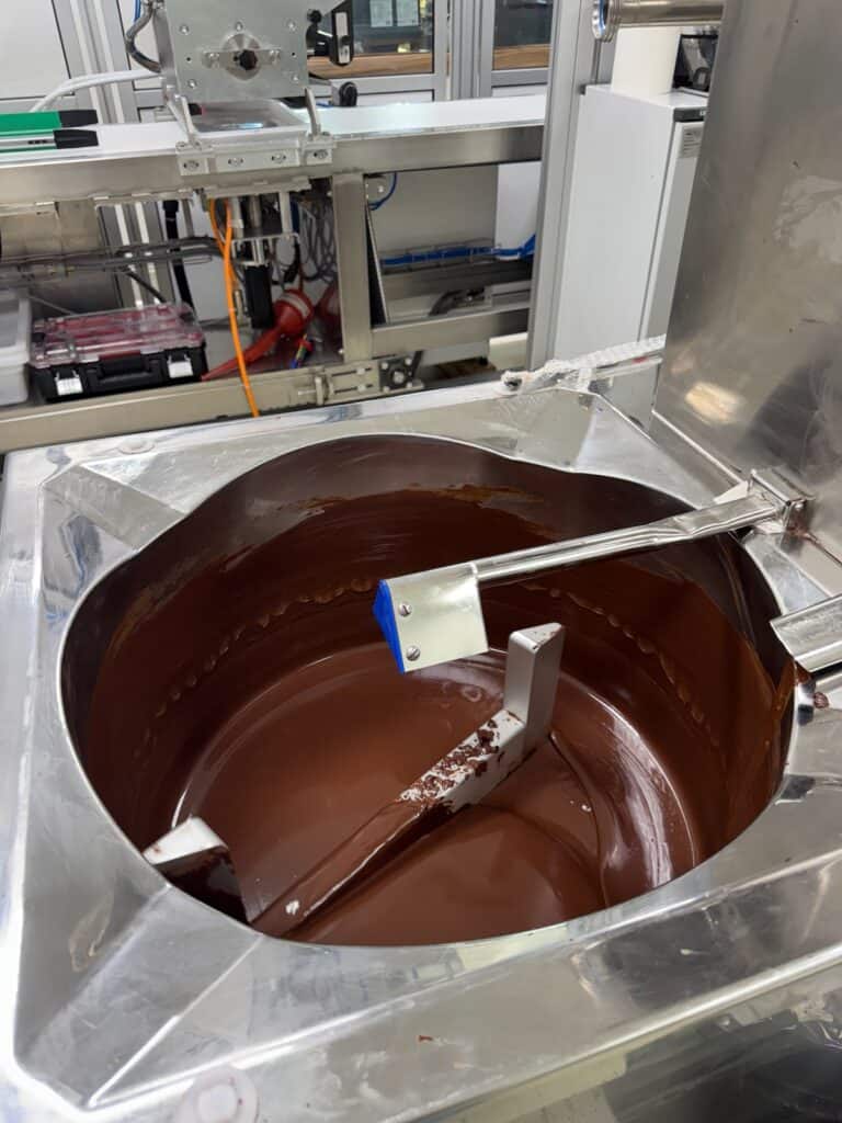 a vat of fresh chocolate at Kuia Estate Maui Chocolate Factory