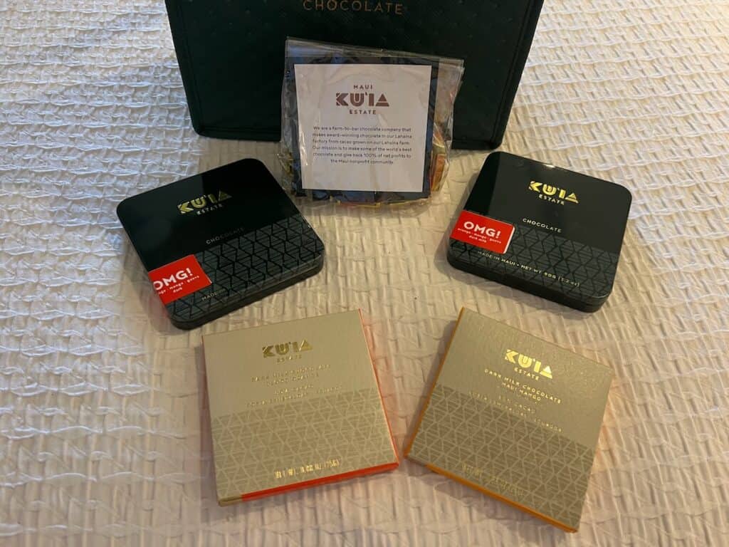 Chocolat purchased at the Kuia Estate Maui Chocolate Factory in Lahaina