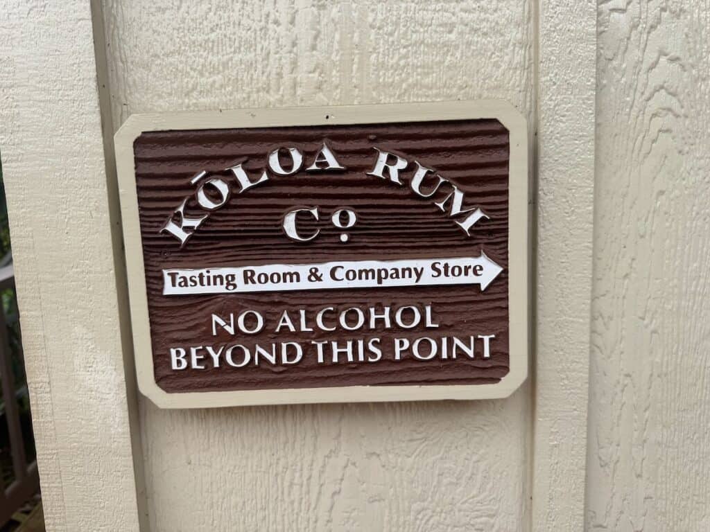 Koalua Rum Co Tasting Room and Company Store sign