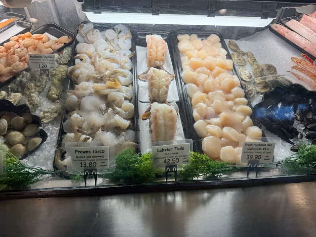 Some of the fresh seafood you can buy at the Fish Market