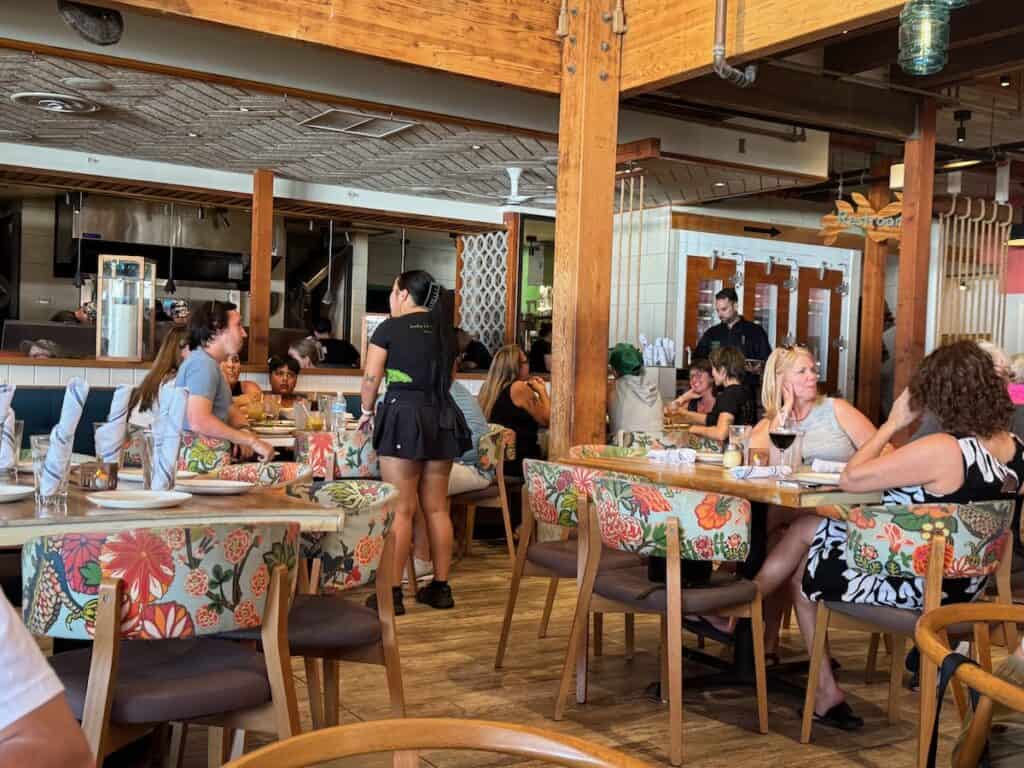 View toward the kitchen at Monkeypod kaanapali
