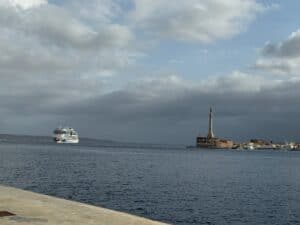 Cruise ship coming into the Messina Cruise Port